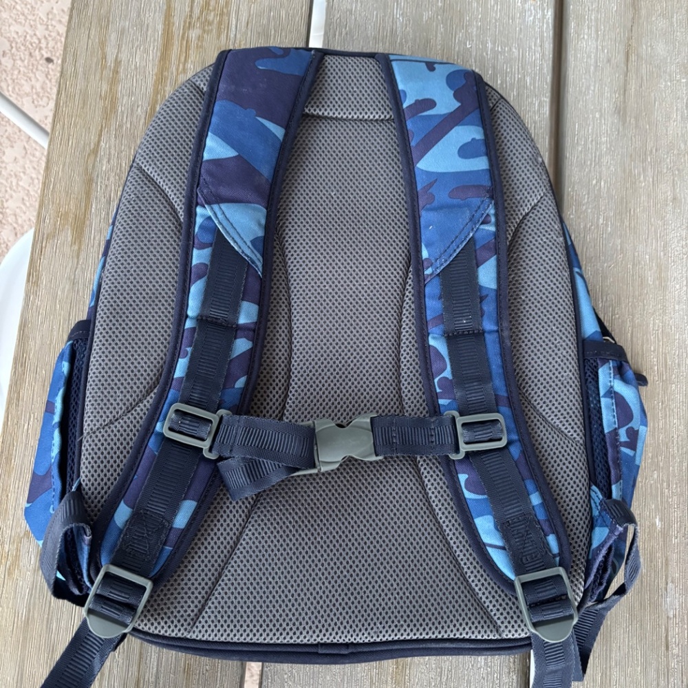 Pottery Barn Kids Blue Camo Backpack with Gray Straps - Picture 3 of 6
